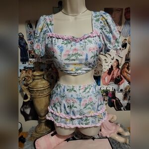 Little Bear Smocks Cutecore Coquette Floral Bikini